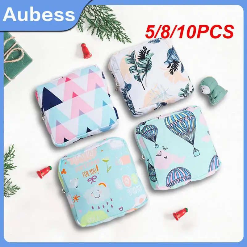

5/8/10PCS Cosmetic Bag Tampon Holder Portable Travel Outdoor Coin Purse Handbags Sanitary Pad Pouch Zipper Bag Organizer