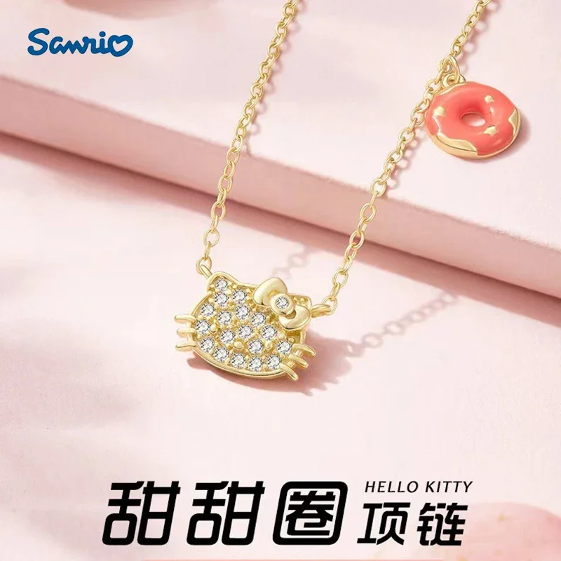 Cute Sanrio naszyjnik diamentowy Anime rysunek Hello Kitty Cinnamoroll bransoletka damska wisiorek kołnierz biżuteria prezenty zabawka dziewczyna