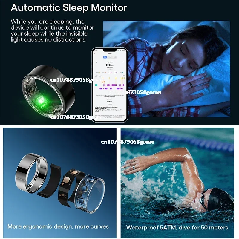 Смарт-кольцо 2301B с функцией измерения уровня глюкозы в крови и алгоритмом VO2max