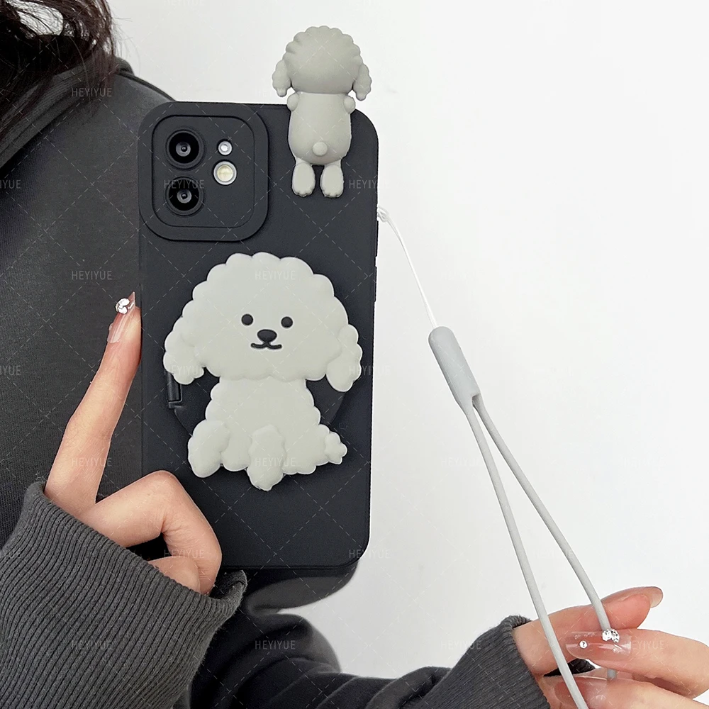 Милый держатель для зеркала для макияжа с изображением собаки для Samsung Galaxy S23 Plus S22 S21 FE S20 Ultra M53 M23 M33 M13 M52 12 J6 J4 J730.