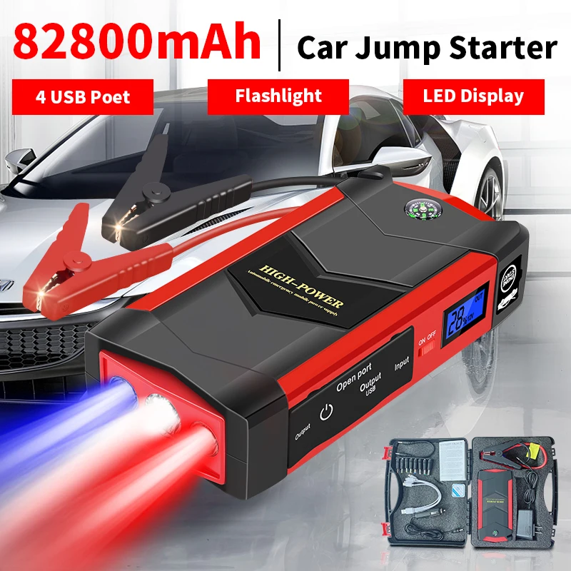 

82800mAh Car Jump Starter 500A 12V Output Portable Emergency Start-up Charger for Cars Booster Battery Starting Device