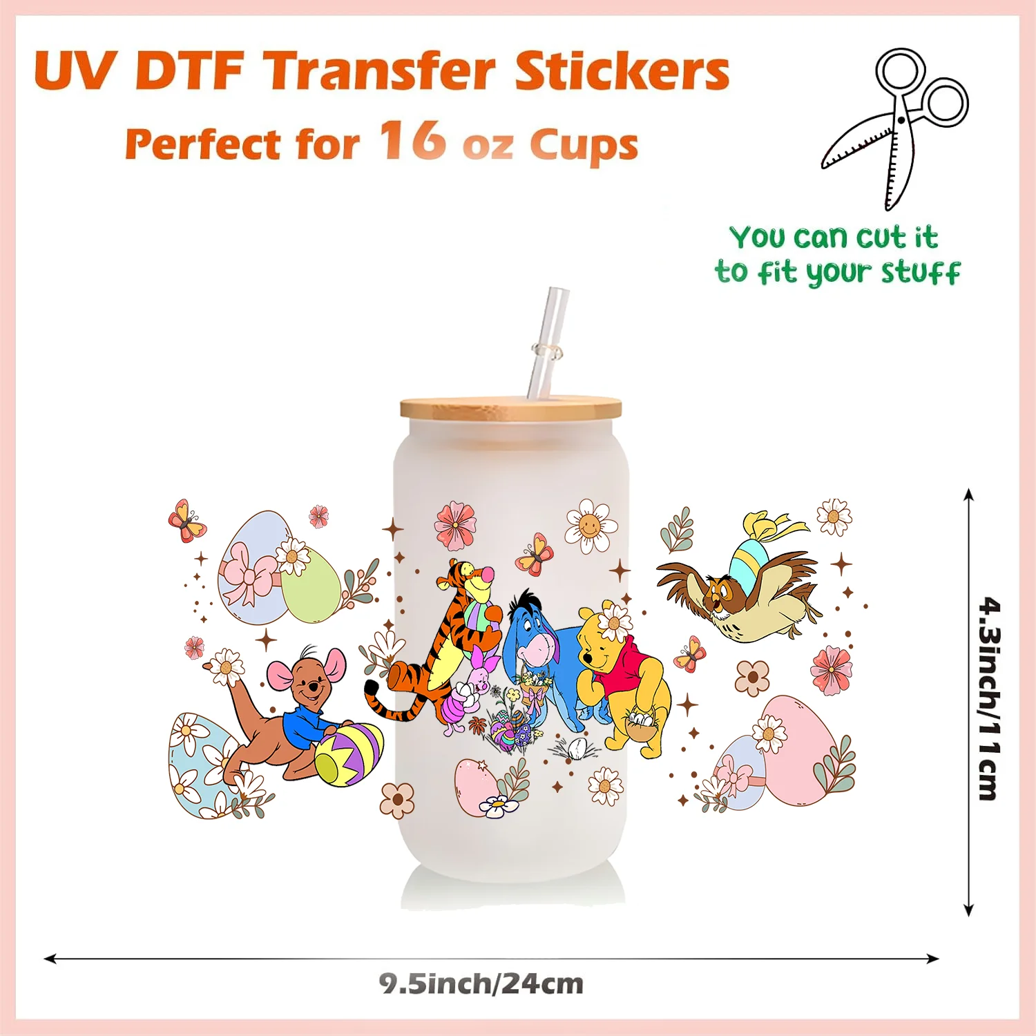 Фото Наклейки для кружек Honey Winnie Family Themed 3D UV DTF, 16 унций, милый дизайн ко Дню матери, DIY наклейки, подарочные наклейки для кружек №4
