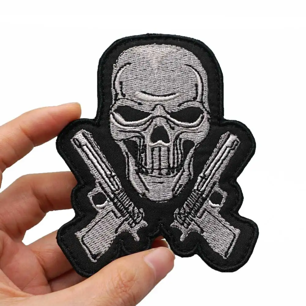 Тактическая вышивка Skeleton gun нашивка крючком и петлей
