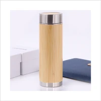 water bottles bamboo custom logo stainless steel thermos cup