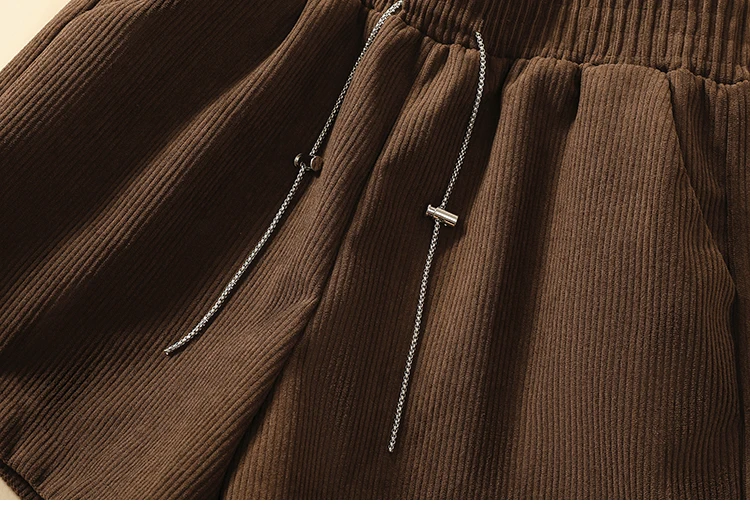 2023 New Retro Corduroy Shorts For Women Clothing Spring Autumn High Waisted Wide Leg Pants Boots Large Size Shorts AC317