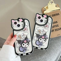 bandai kuromi hello kitty creative lens lady girl phone cases for iphone 13 12 11 pro max xr xs max x cartoon soft tpu cover