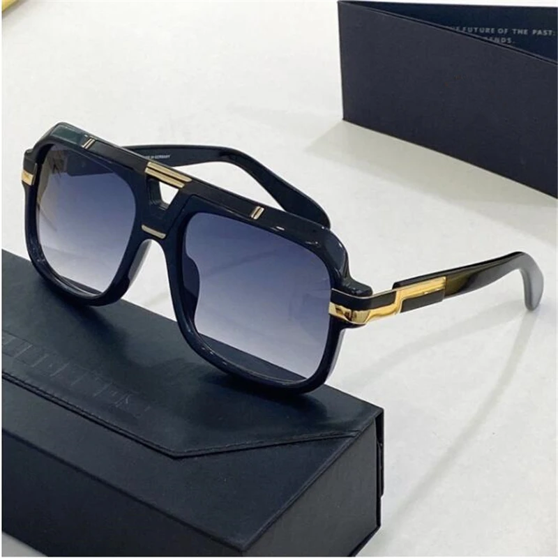 Bright black square sunglasses for men and women Luxury brand glasses hardcover box