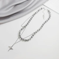 new arrival 30 silver plated trendy ruptured bead design cross ladies necklace original jewelry for women gifts hot sell