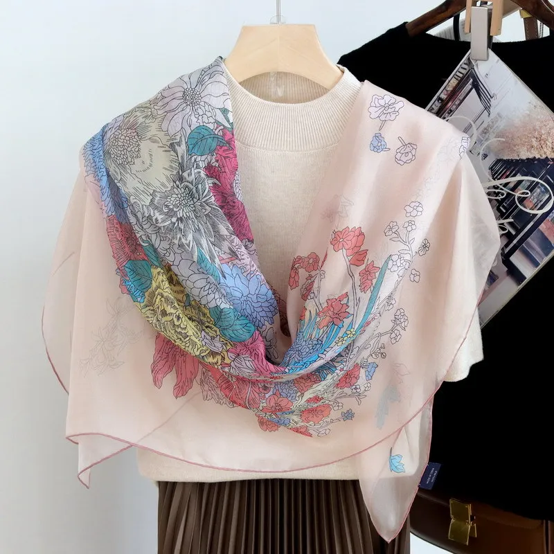 

Новинка 100%, шарф из натурального шелка, женские шарфы, женский шарф, женский шарф, палантин, брендовый хиджаб, Женская бандана из пашмины