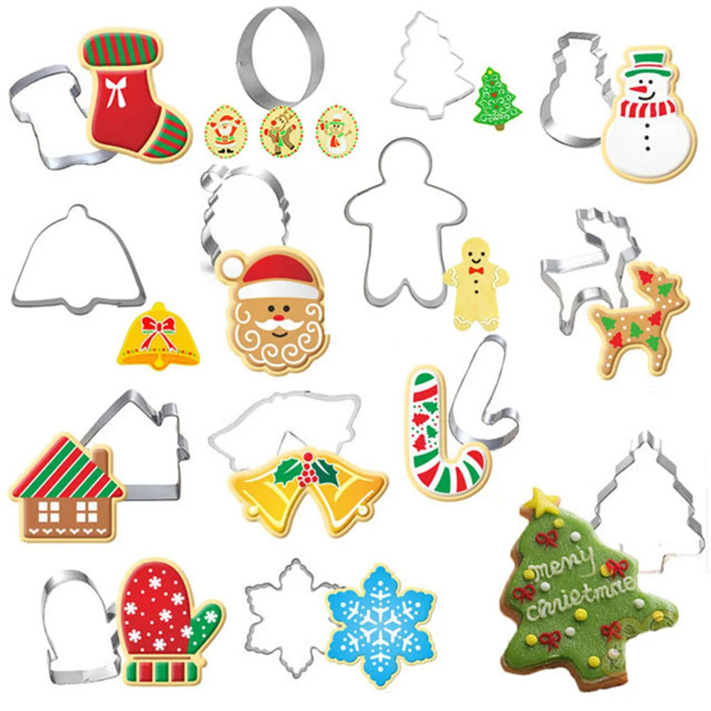 

28pcs Christmas Cookie Set Stainless Steel Biscuit Shape Stencil Tools for Chiristmas Holiday Cookie Making
