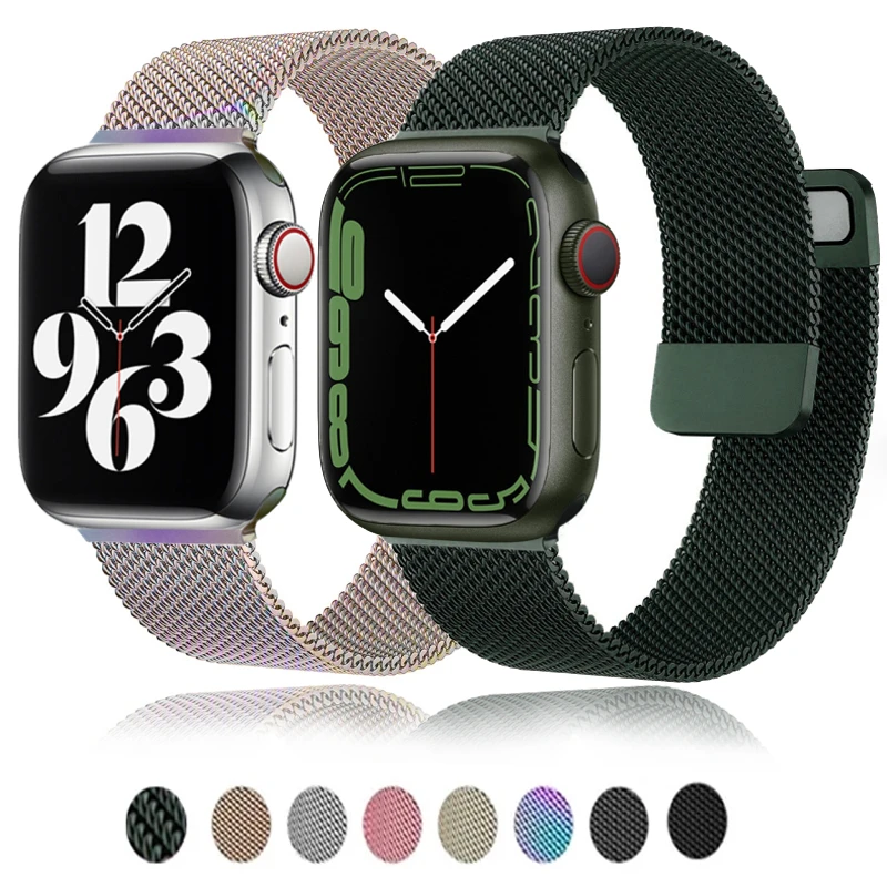 

Ремешок магнитный для Apple Watch Band, браслет из нержавеющей стали для iWatch Band 38 мм 41 мм 42 мм iwatch 3 4 5 se 6 7, 45 мм 44 мм 40 мм