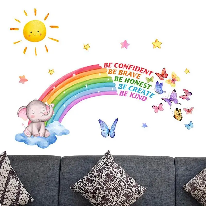 

Радужная искусственная самоклеящаяся наклейка на стену в виде слона детские обои в виде слона для комнаты