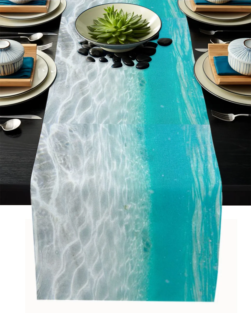 

Настольная дорожка для морской воды из хлопка и льна, кухонный обеденный стол, Декор для дома, свадебной вечеринки