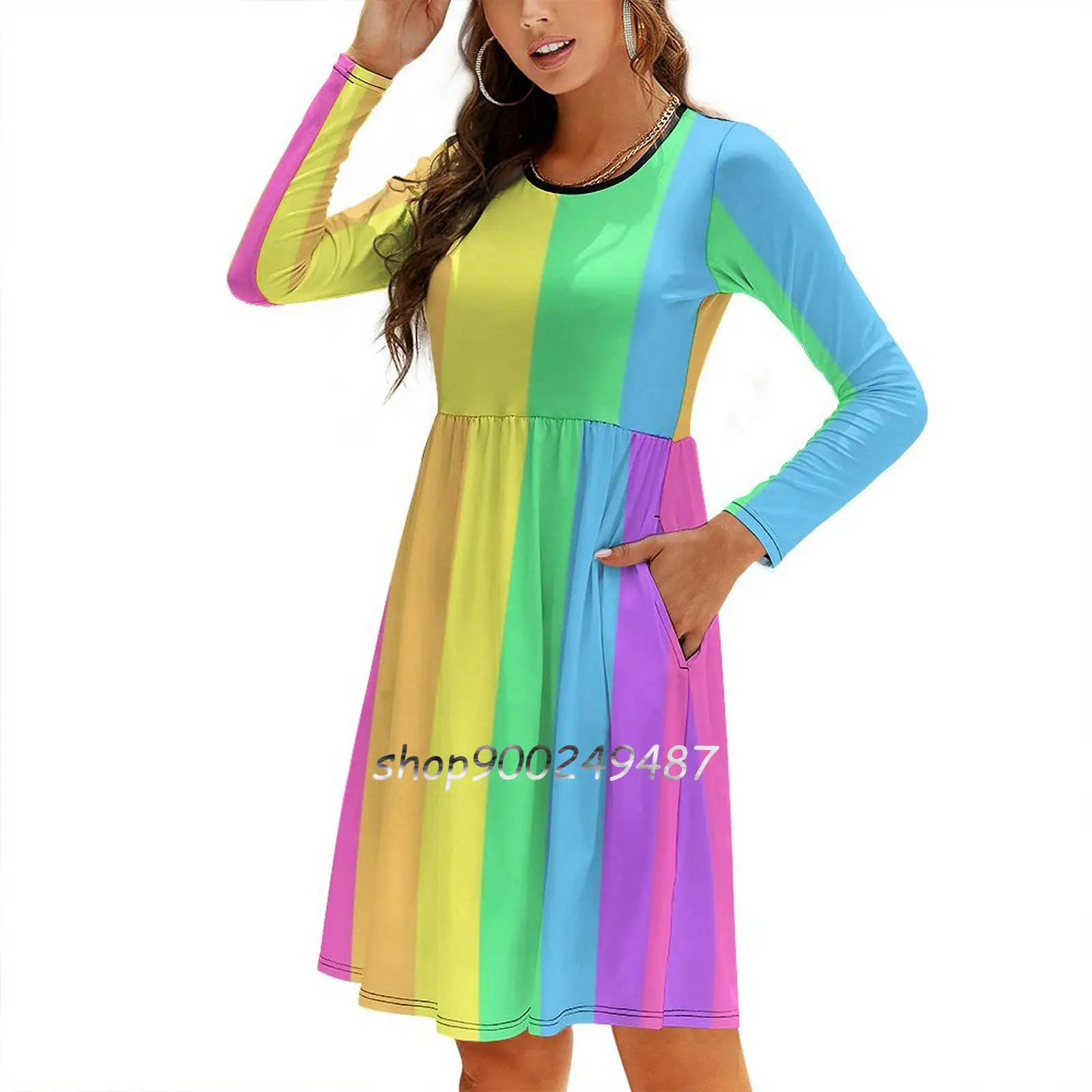 Пастельное Радужное Вечернее Платье Шербет Сплеск Миди Сексуальное Женское