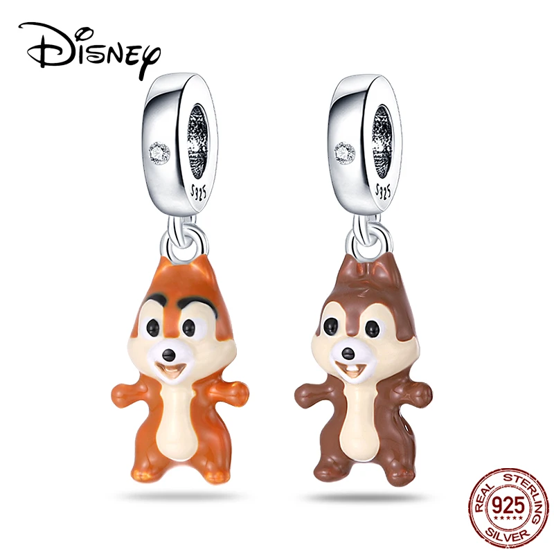 

Disney Series 925 Sterling Silver Cute Chipmunk Chip 'n' Dale Charms Beads Fit Original Pandora's Bracelet For Women DIY Jewelry