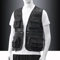 2022 vest mens mesh quick drying multi pocket outdoor fishing photography sleeveless waistcoat function large vest coat