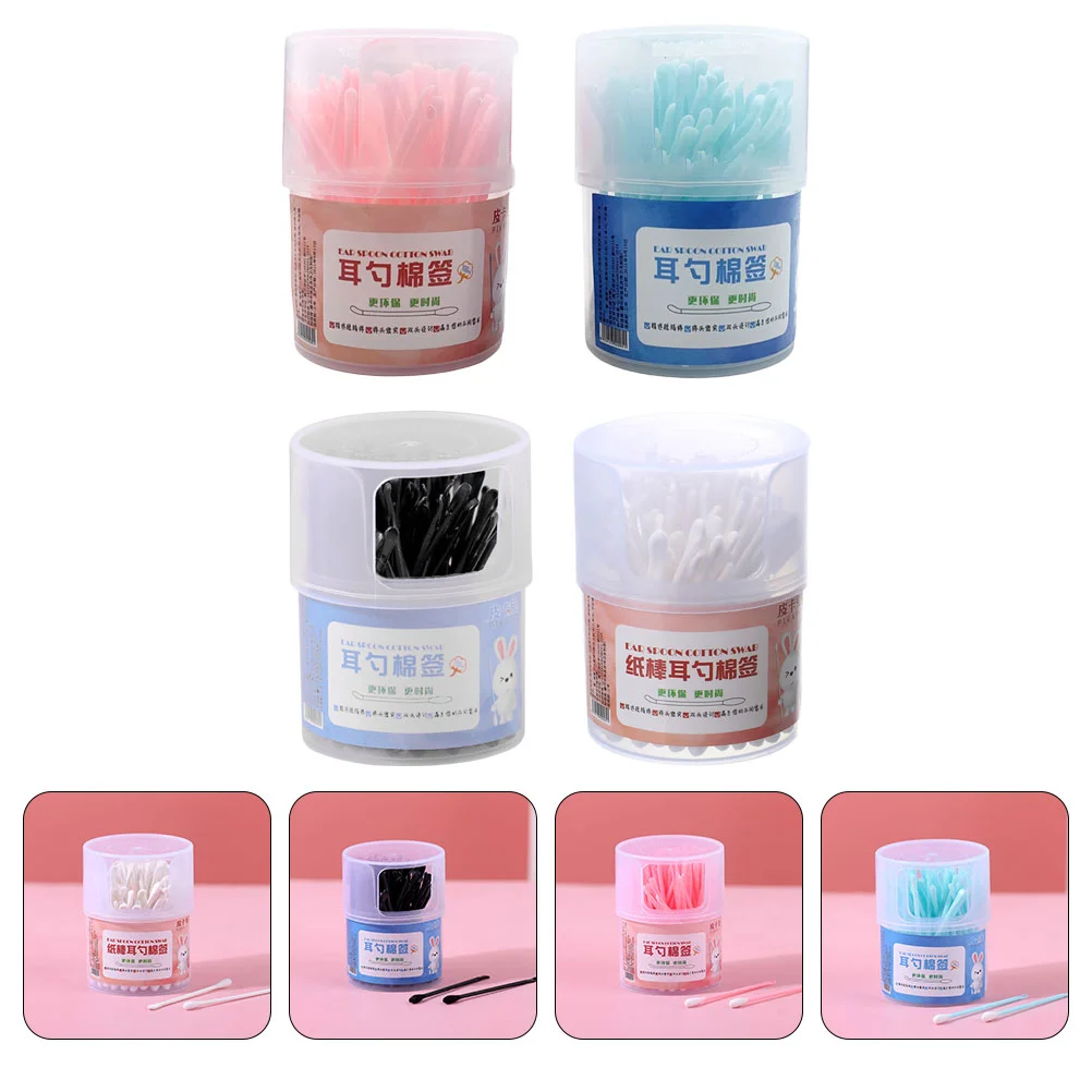 

4 Boxes Premium Useful Practical Cotton Swabs Earpick Cotton Buds for Men Home