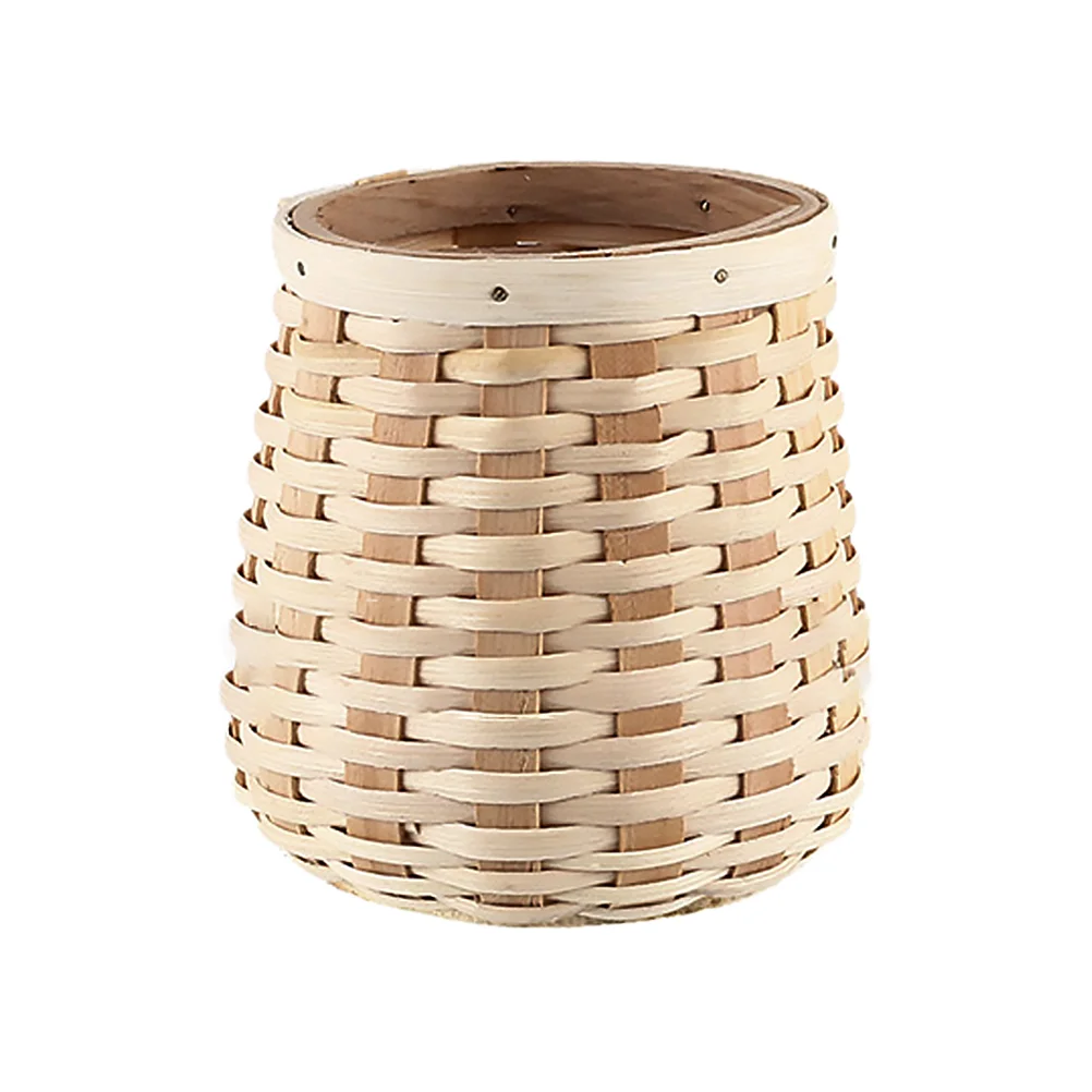 

Holder Rattan Organizer Cup Pen Wicker Brush Desk Caddy Woven Desktop Office Makeup Flatware Utensil Cutlery Flowerpot