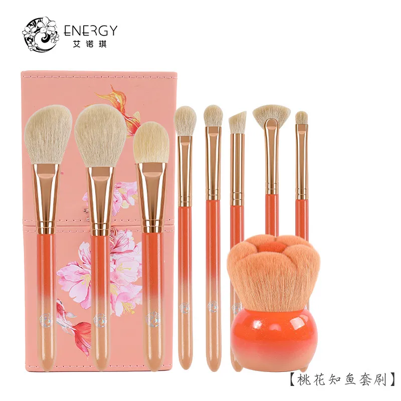 Фото Кисть для макияжа ENERGY/Ainoki Peach Blossom Zhiyu, 9 штук, из натуральной шерсти, для теней, румян и хайлайтера №2