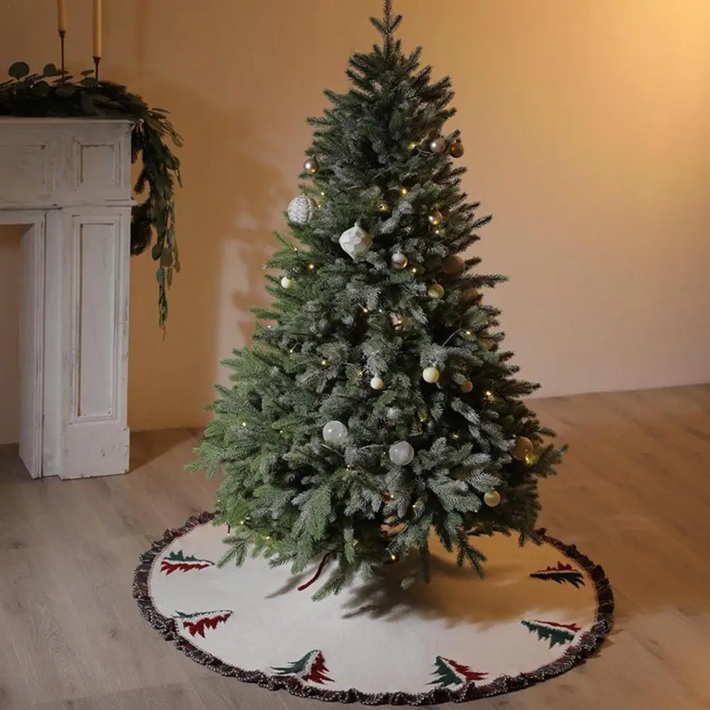 

122cm/47.58inch Yarn Knitted Christmas Tree Skirt Xmas Trees Carpet Mat Home Rug Reusable Christmas Decorations