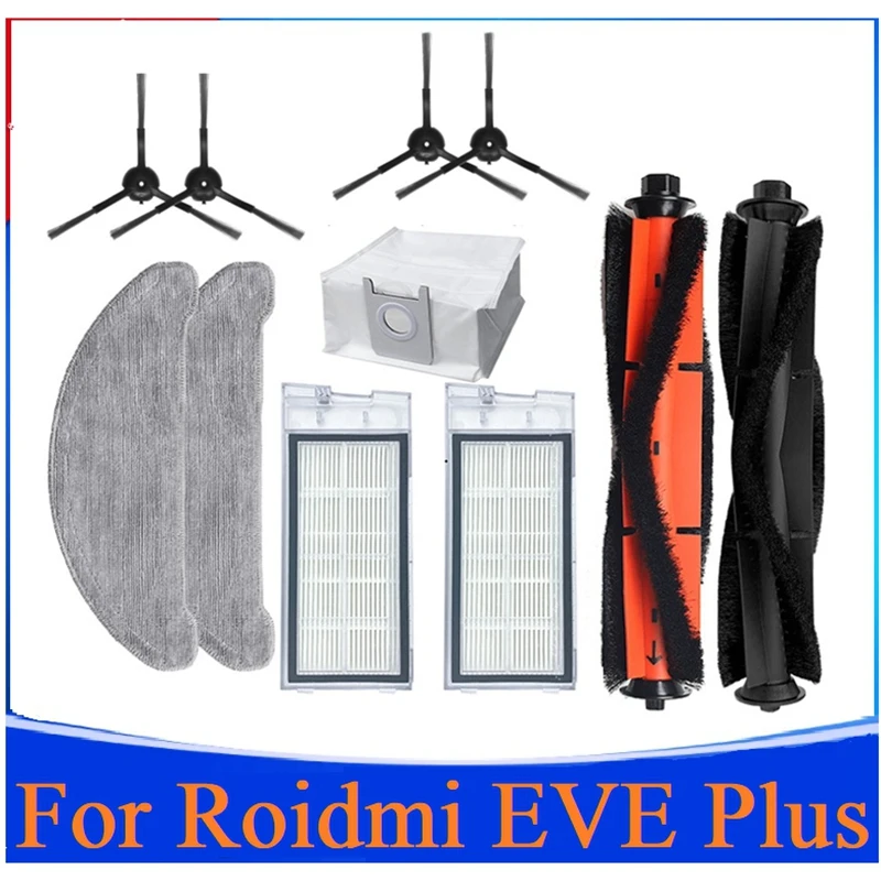 

11Pcs Replacement Kit For Roidmi Eve Plus Main Side Brush Washable Filter Mop Cloth Dust Bag Vacuum Cleaner Accessories