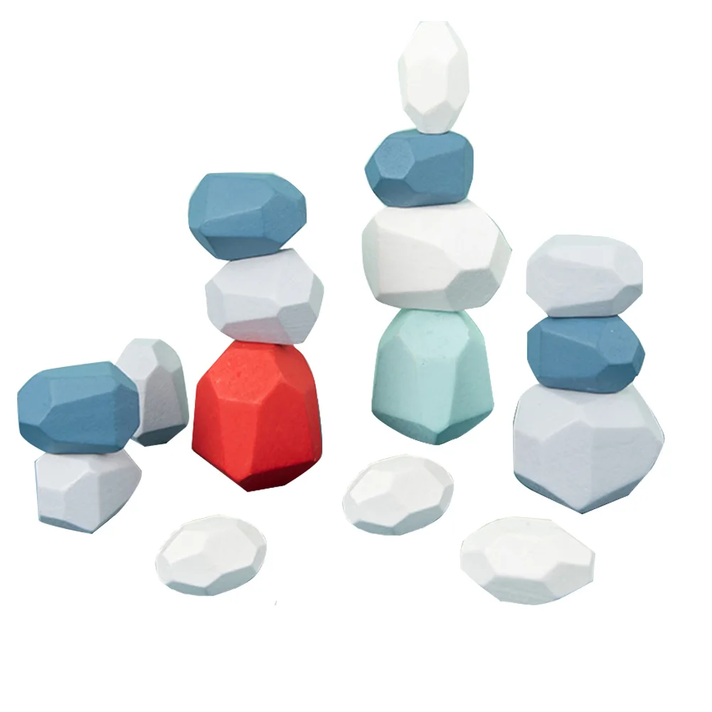 

Wood Rainbow Stones Block Colorful Wooden Building Block Rainbow Stacker Balancing Stone Montessori Educational Toy Children