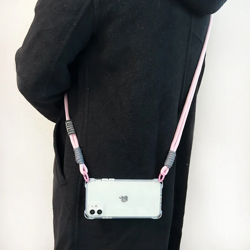 Crossbody Necklace Cord Plush Lanyard Phone Case For iPhone 16 15 14 13 12 11 Pro Max Plus Soft Cover
