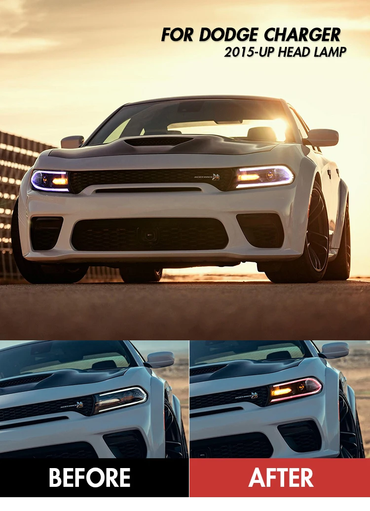 Светодиодный фары для Dodge Challenger 2015-Up цветные лампы автомобильные аксессуары