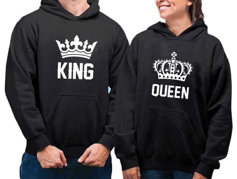 Lover Hoodies King or Queen Printed Spring Autumn Hooded Casual Fashion Streetwear Men Women Sweatshirt Couple Top
