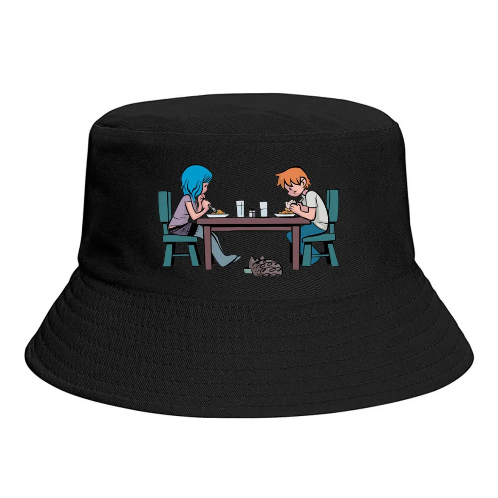 

New Summer Meal Time Bucket Hat for Unisex Scott Pilgrim VS The World Game Outdoor Foldable Bob Fishing Fisherman Hat Sun Hat