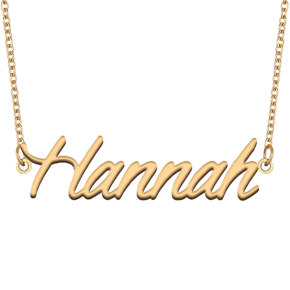 

Hannah Nameplate Necklace Women Name Charms Stainless Steel Gold Color Pendant Fashion Jewelry ,NL2402