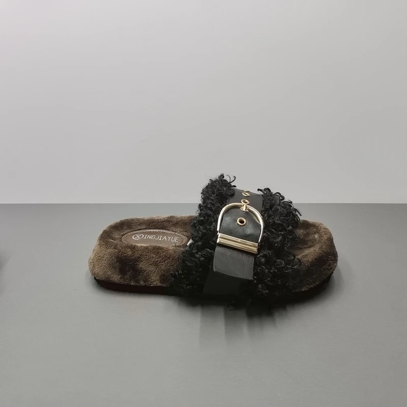 Женская обувь 2024 тапочки мягкие роскошные шлепанцы меховые пантофле женские на