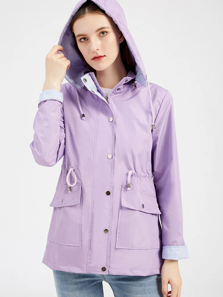 

Spring And Autumn Trench Coat 2021 Fashion Long Hooded Casual Trench Coat Zipper Jacket All-match Fashion Slim Women's Top Women