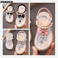 summer new childrens shoes sweet ethnic style childrens sandals beaded bow girls shoes sandals sandalias ni%c3%b1a shoes