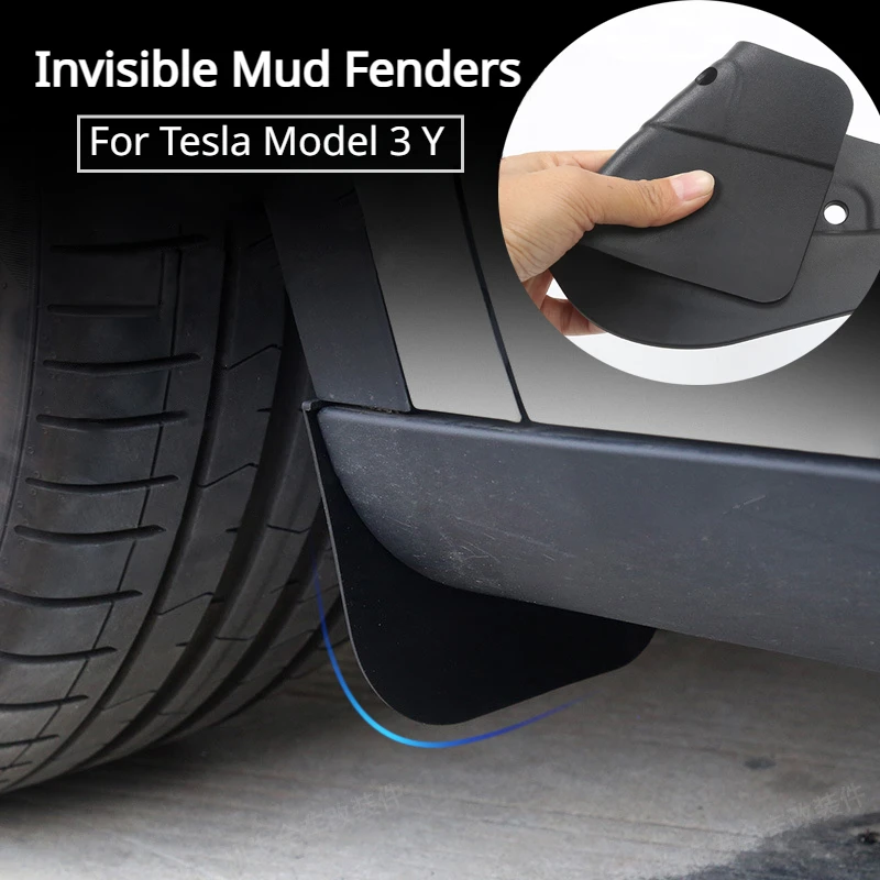 

Invisible Mud Fenders for Tesla Model 3 Y 4Pcs Car Wheel Mud Flaps Splash Guards Auto Exterior Exterior Accessories 2021-2023
