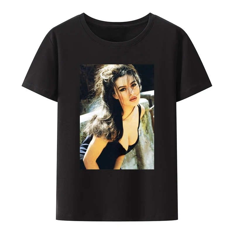 

Summer Mens Tshirt Maglia Monica Bellucci Attrice Top Model Moda Italia Fashion Unisex Tees Women Men Short-sleev Tops Camisetas