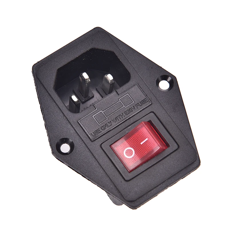 

NEW 3 Pin IEC320 C14 AC Inlet Male Plug Power Socket With Fuse Switch 10A 250V