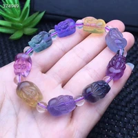 natural colorful fluorite quartz clear carved beads bracelet 16x11mm carved pi xiu fluorite bracelet aaaaa