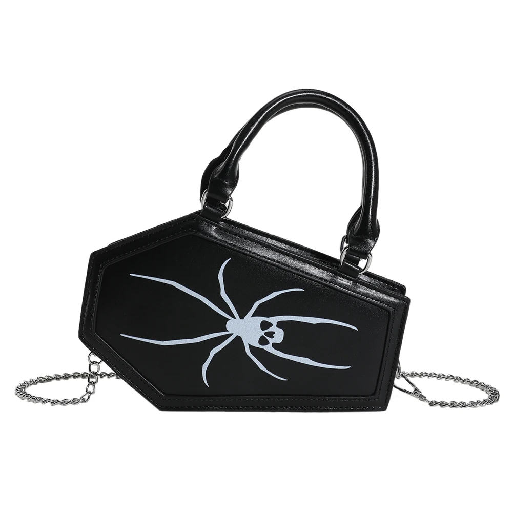

Women Gothic Crossbody Bag PU Leather Gothic Coffin Bag Zipper Closure Retro Gothic Handbag Halloween Gift for Female