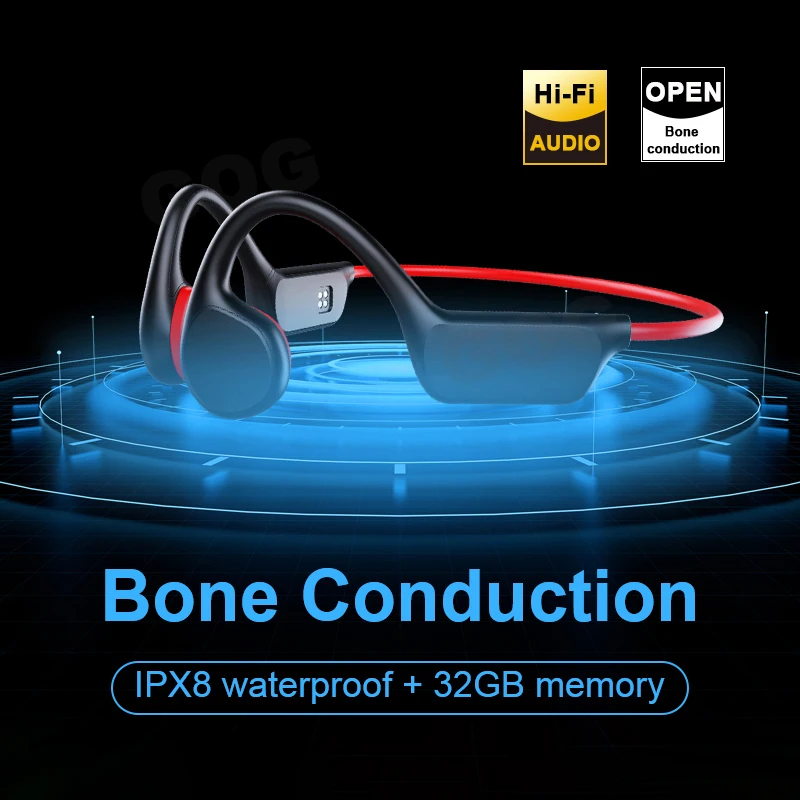 

X7 Bone Conduction Earphone Bluetooth Wireless Headphone Waterproof Sport Swimming Headset Music HiFi 32GB Memory with Mic
