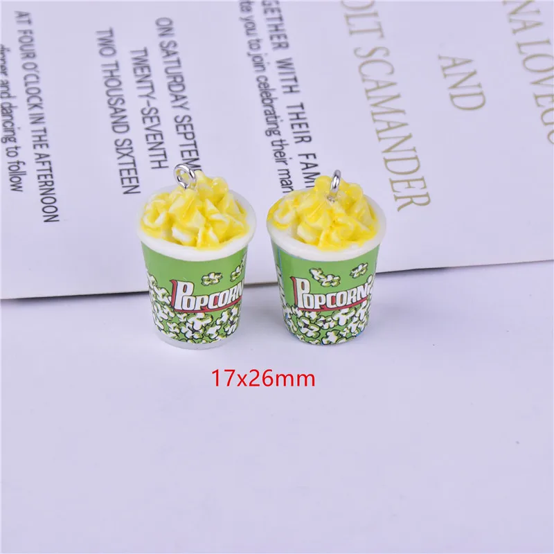 Смешанный цвет 10шт/упаковка 3D кукуруза попкорна пластиковые подвески для сережек, брелоков, ожерелий, подвесок, ювелирных изделий, для поиска телефонного шнура DIY.