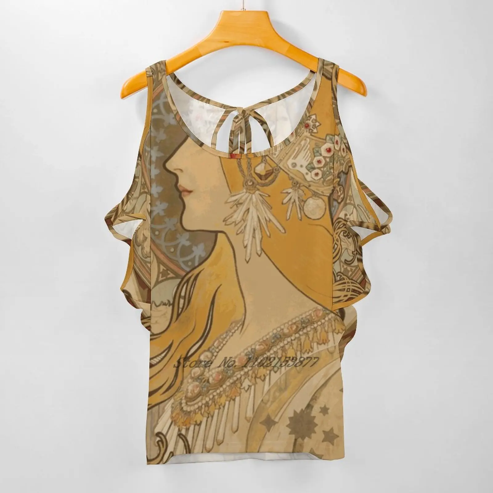 Альфонс Мария Муча. Зодиаке (Ла Плейм&quot ) 1896 - 97. Женская футболка с v-образным