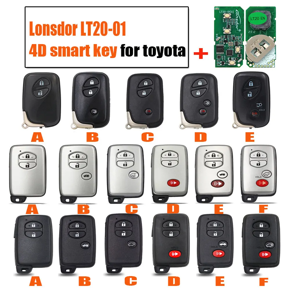

Lonsdor LT20-01 Универсальный умный пульт дистанционного управления автомобильный ключ без ключа 4D печатная плата для Toyota Lexus работает с K518 K518ISE KH100 + Серия