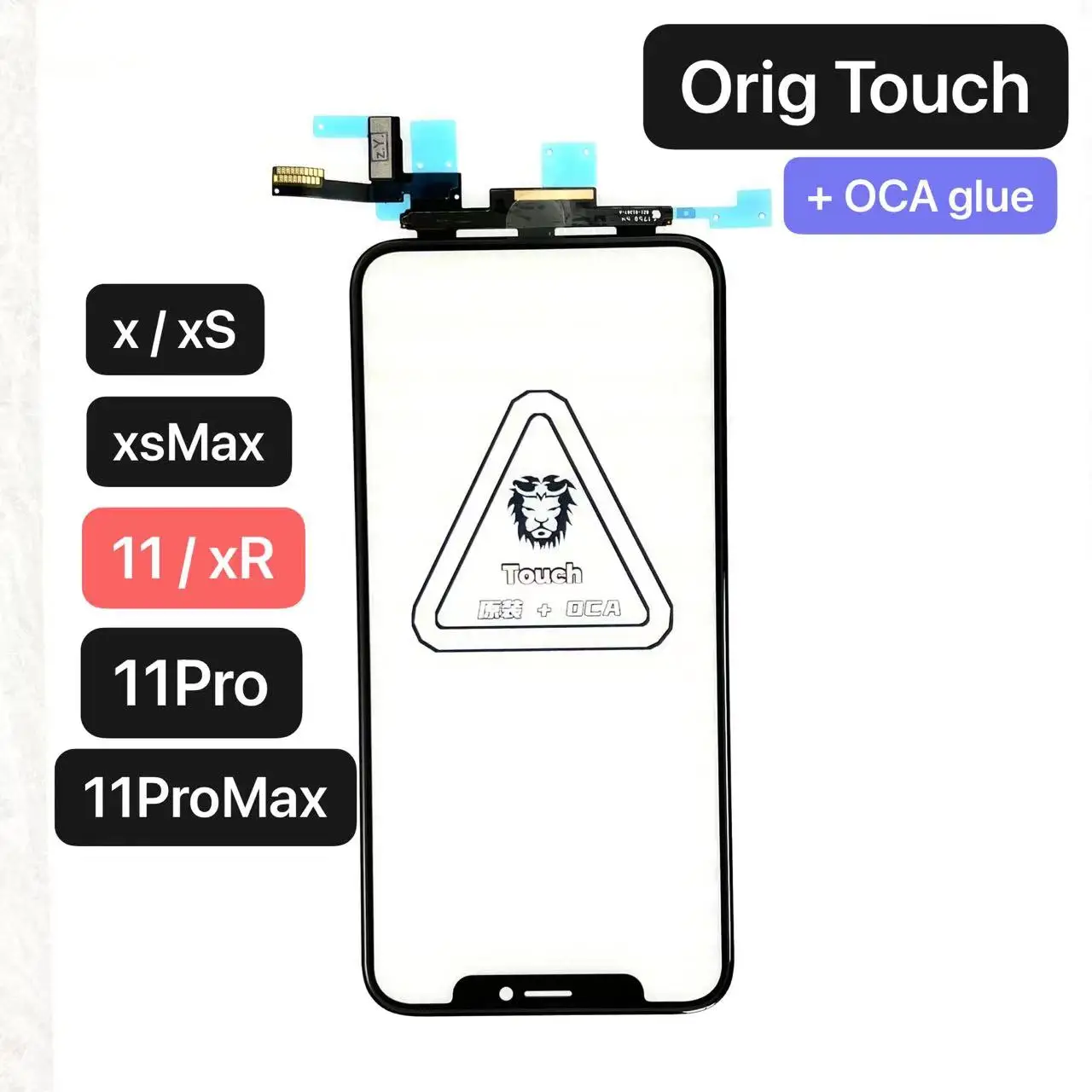 

nuovo vetro di tocco originale + OCA per iPhone X Xs XR XsMax 11 Pro Max lente del pannello dello schermo anteriore con la so