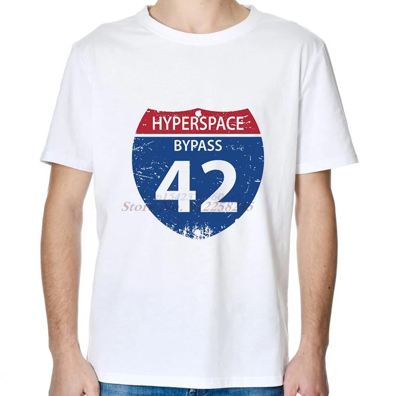 Фото Руководство по автостопом по Galaxy Bypass 42, Hyperspace Douglas Adams, футболки с рисунком, хлопковые футболки с короткими рукавами, мужская одежда №2