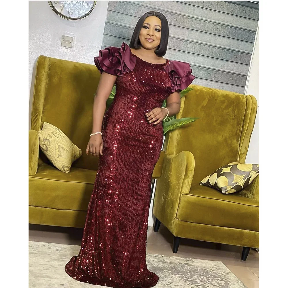 Plus Size Evening Dress New 2023 Sequin Fish Tail Long Dress Large Women's Wear Slim Fitting Elegant Formal Occasion Dresses