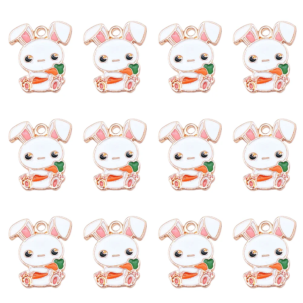 20 Pcs Rabbit Jewelry Accessories Bunny Necklace Charm Bracelets Plated Easter Making Bling Pendant Scattered Beads Adorn