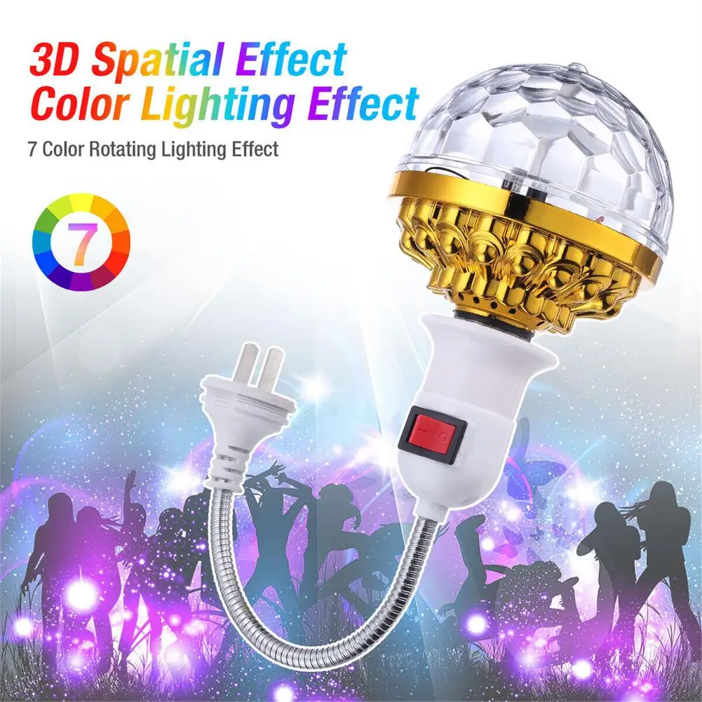 Colorful Magic Ball Lamps With Holder 360 Degrees Automatic Rotating Light Bulb For House Disco Party