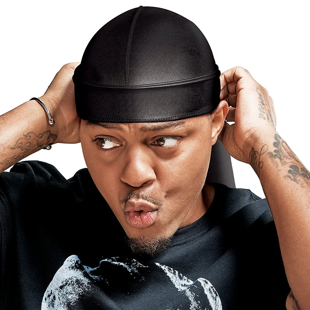 Банданы для мужчин шелковый тюрбан с длинным хвостом Durags шелковистая повязка на