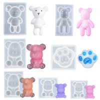 cute bear keychain silicone mold for resin diy cartoon bear uv epoxy resin jewelry mold silicon molds for resin art